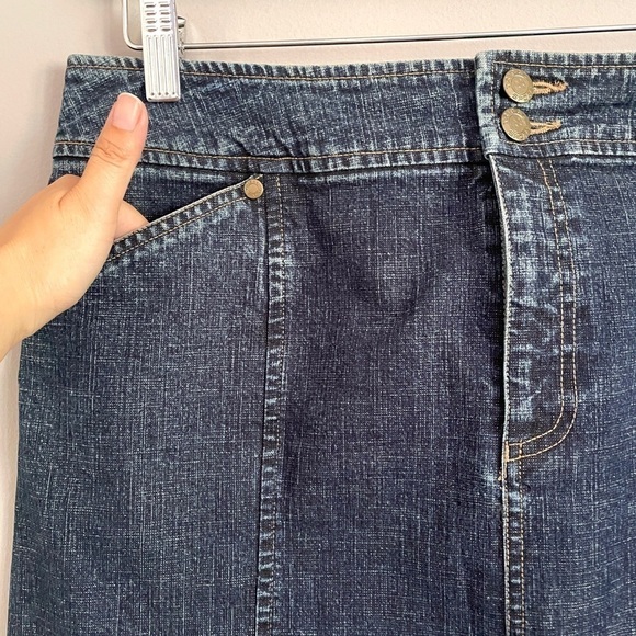 Vintage Maxi Denim Jean Skirt - 10/32-33" Waist, LONG BACK SLIT! - Picture 3 of 11